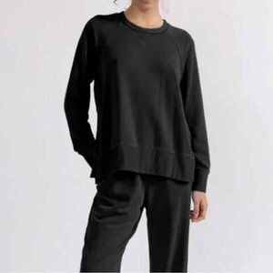 Stateside super soft fleece pull over side slit sweatshirt black XS